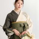 九重 クリーム×焦げ茶　捻じれ梅に鼓 レンタル 振袖袴 R2223