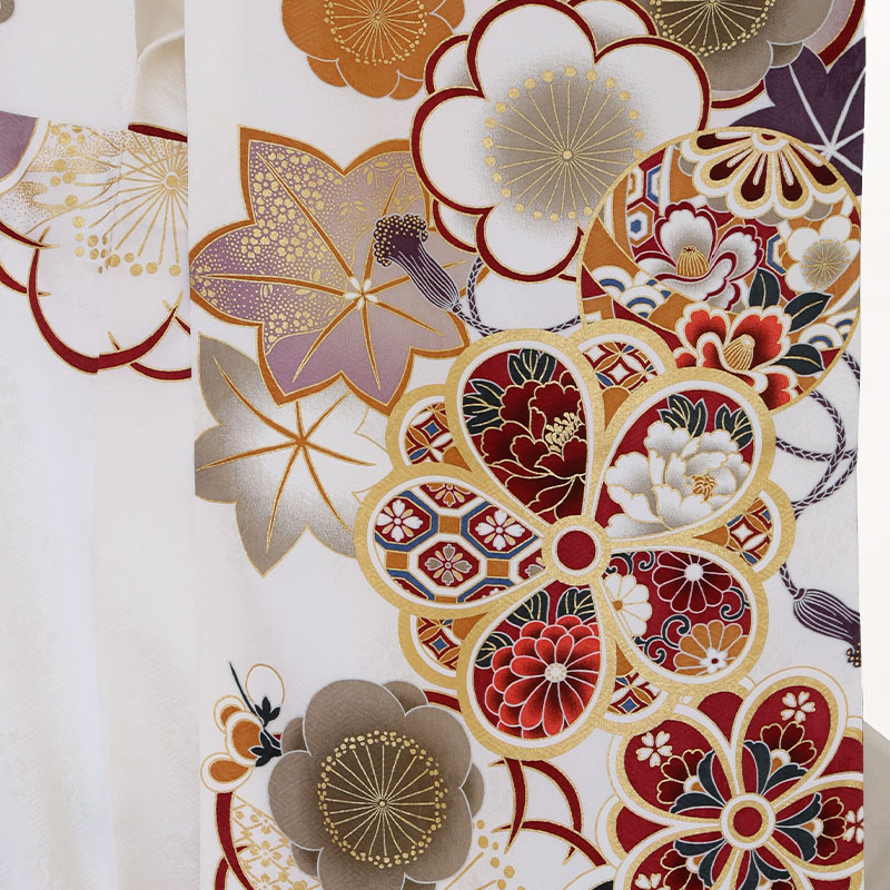  【SALE】 【友禅】白 牡丹梅 レンタル 振袖袴 R2008