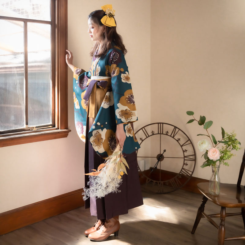  【SALE】 青緑　梅 レンタル 大学生袴 G932