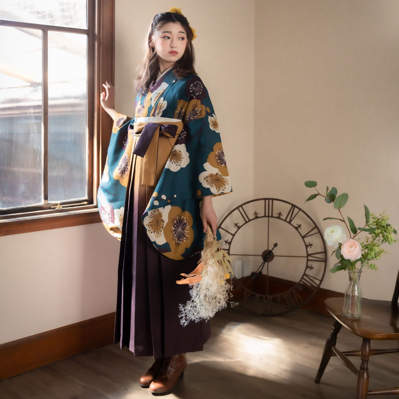  【SALE】 青緑　梅 レンタル 大学生袴 G932