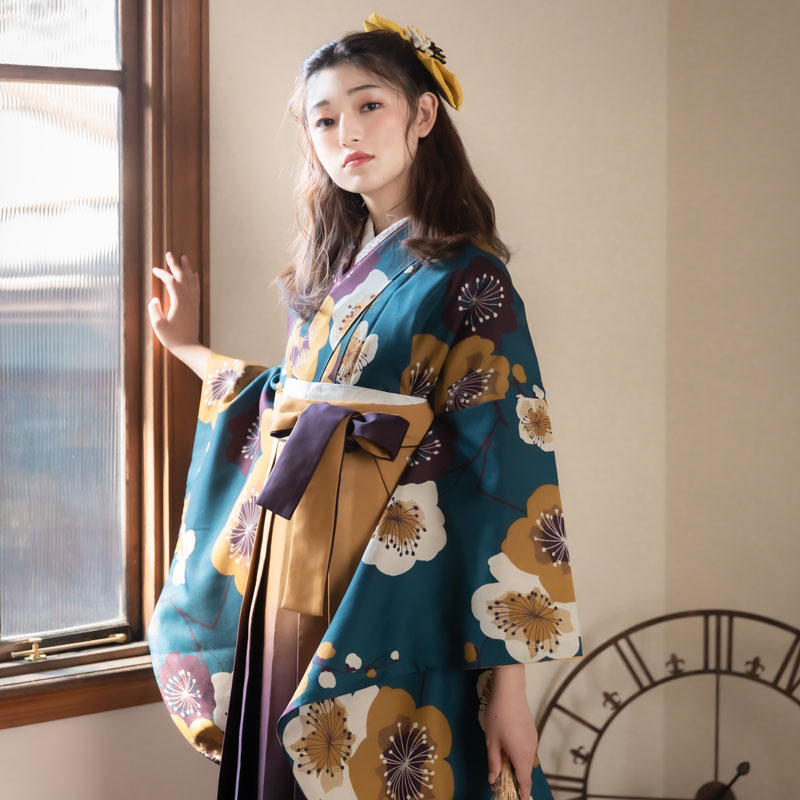  【SALE】 青緑　梅 レンタル 大学生袴 G932