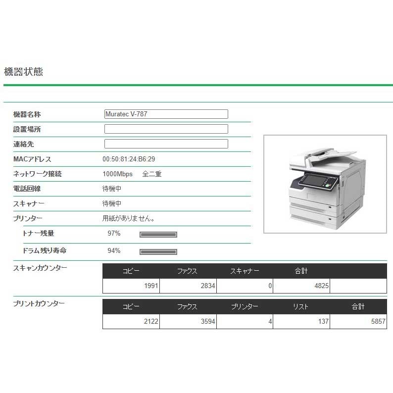 �� ����̵�� �ۥ��ƥå� / muratec V-787 2�ʥ����å� ��̳�����ե�����ʣ�絡/���̻�졼����FAX/A3����B4����(���)