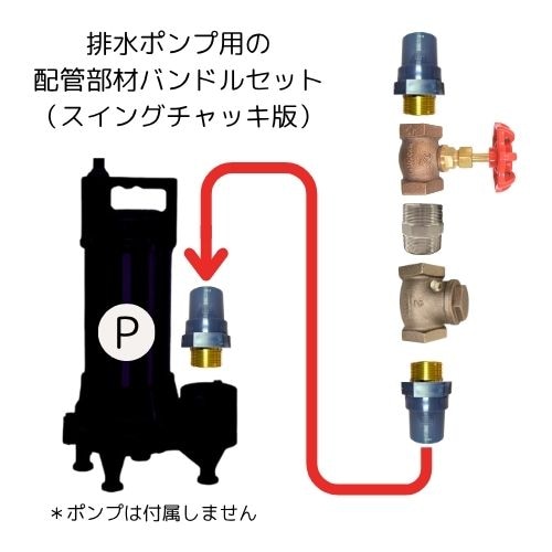 青銅製スイングチャッキセットバンドル　排水ポンプ用　50A