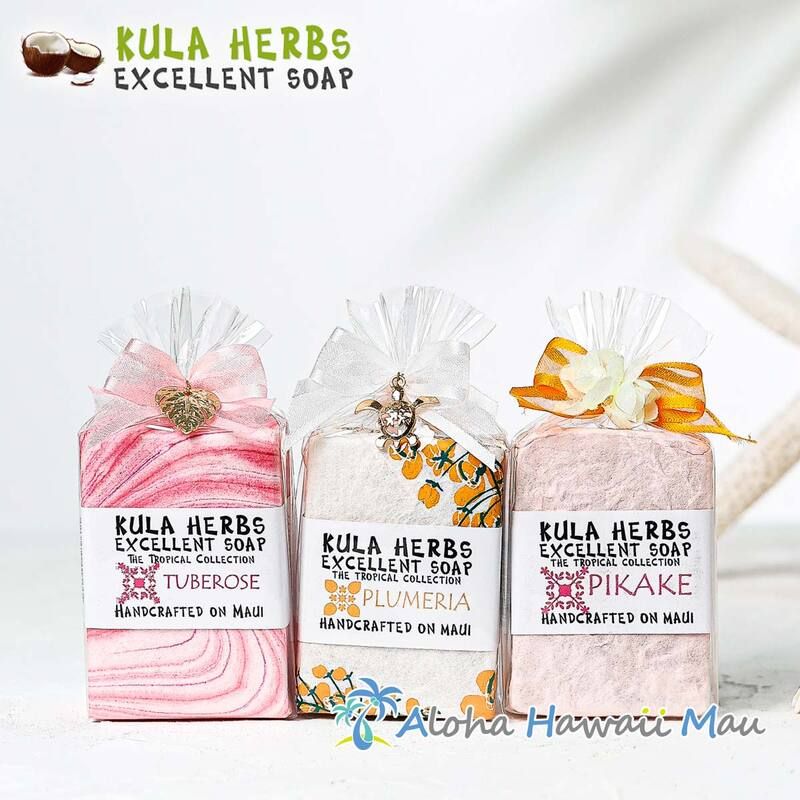 Kula Herbs クラハーブス エクセレントソープ 110g 3つの香り〈チャーム付リボンラッピング〉ハワイアンプチギフト