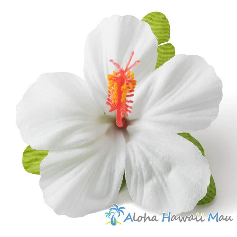 フラダンス 髪飾り ハイビスカス 1P ホワイト