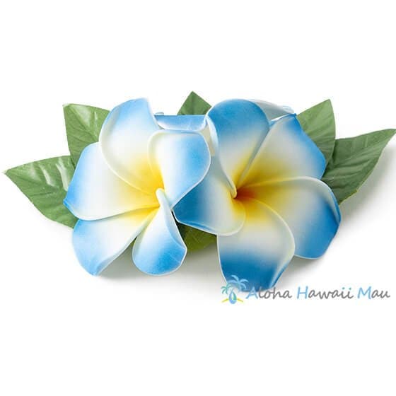 フラダンス髪飾り プルメリアヘアクリップ ブルー