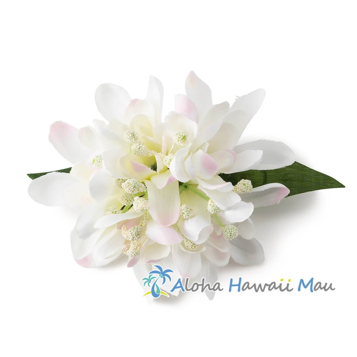 フラダンス 髪飾り アイランド チューブローズ 髪飾り M ホワイト/グリーン