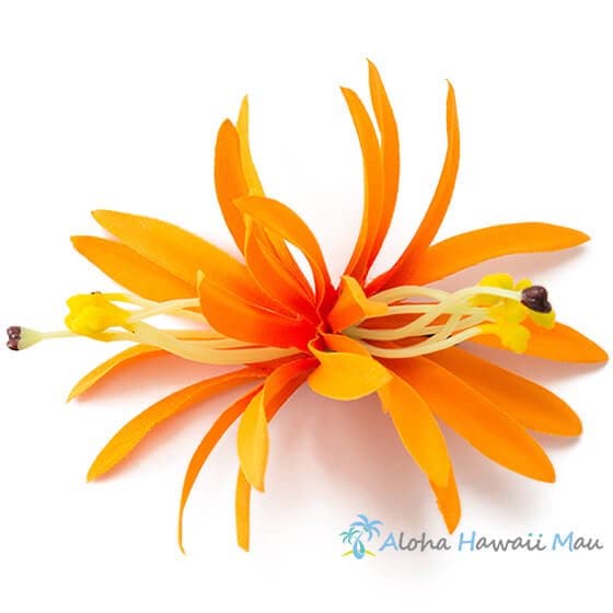 フラダンス 髪飾り スパイダーリリー ヘアクリップ オレンジ