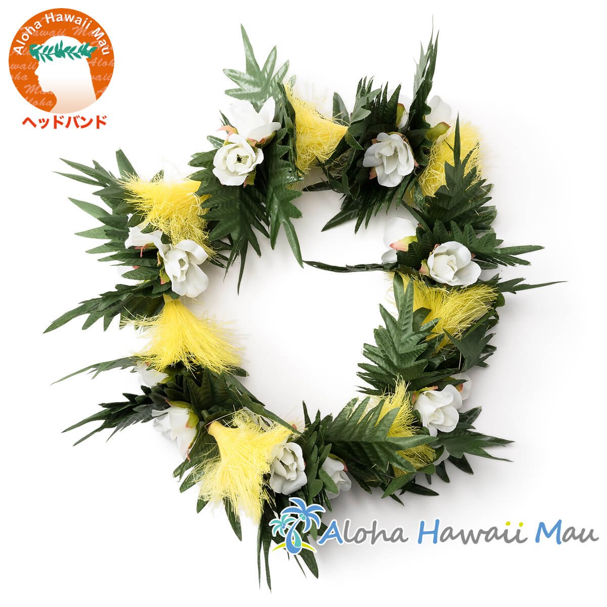 オヒアレフア ローズ ヘッドバンド イエロー フラダンス ヘッドバンド