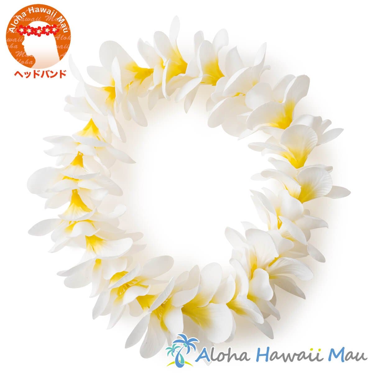 プルメリア ヘッドバンド ホワイト プルメリア フラ ポォ