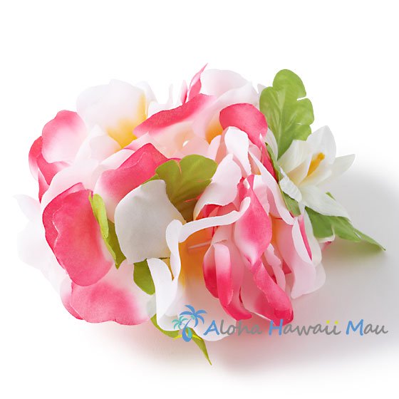 フラダンス フラワーブレスレット ピンク/ホワイト