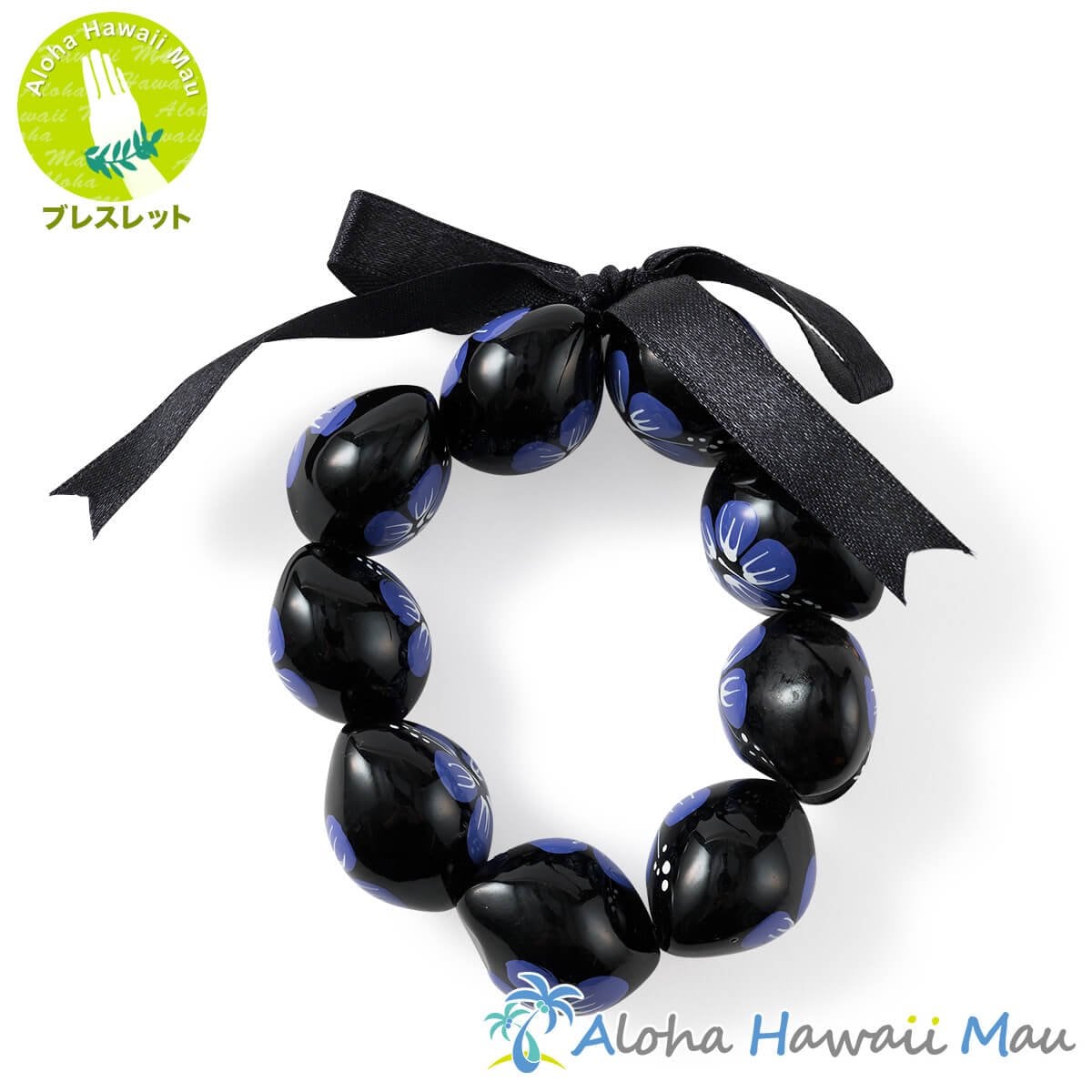 ククイ ブレスレット ハイビスカス ペイント パープル