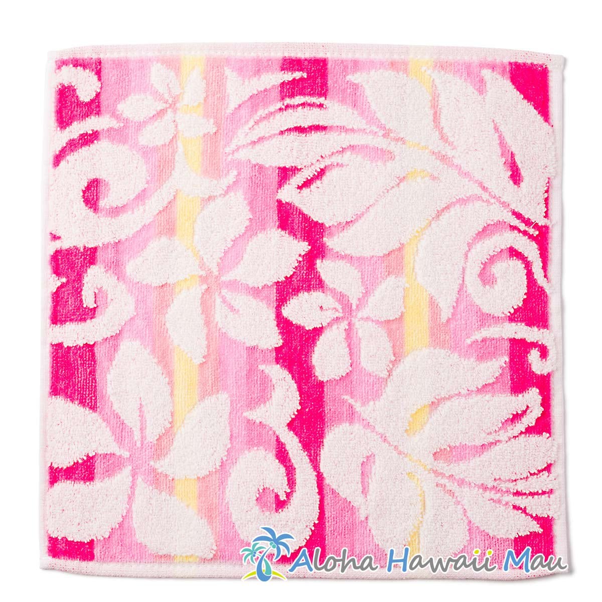 ハワイアン ハンドタオル グラデーションフラワー タオルハンカチ〈ピンク〉