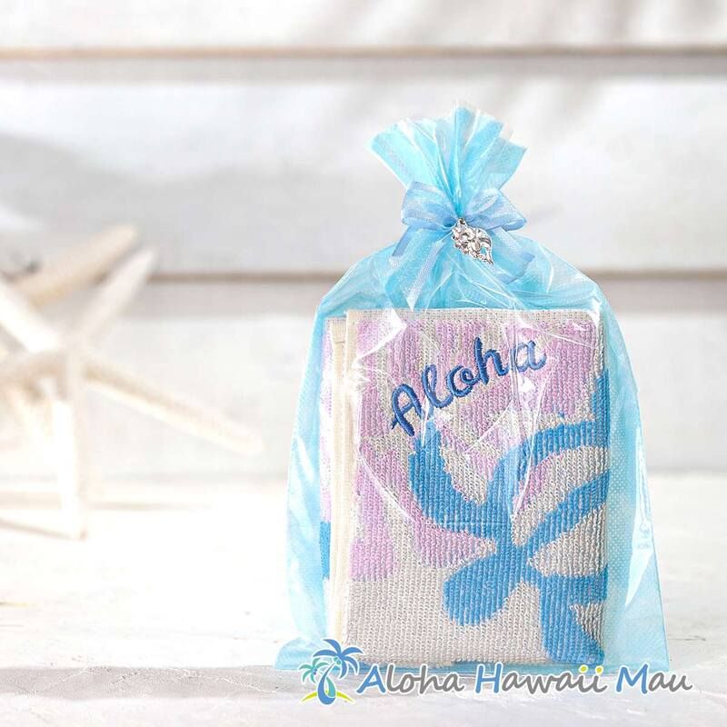 ハワイアン ハンドタオル ホヌ＆モンステラ タオルハンカチ 2カラー〈チャーム付リボンラッピング〉ハワイアン ギフト ラッピング