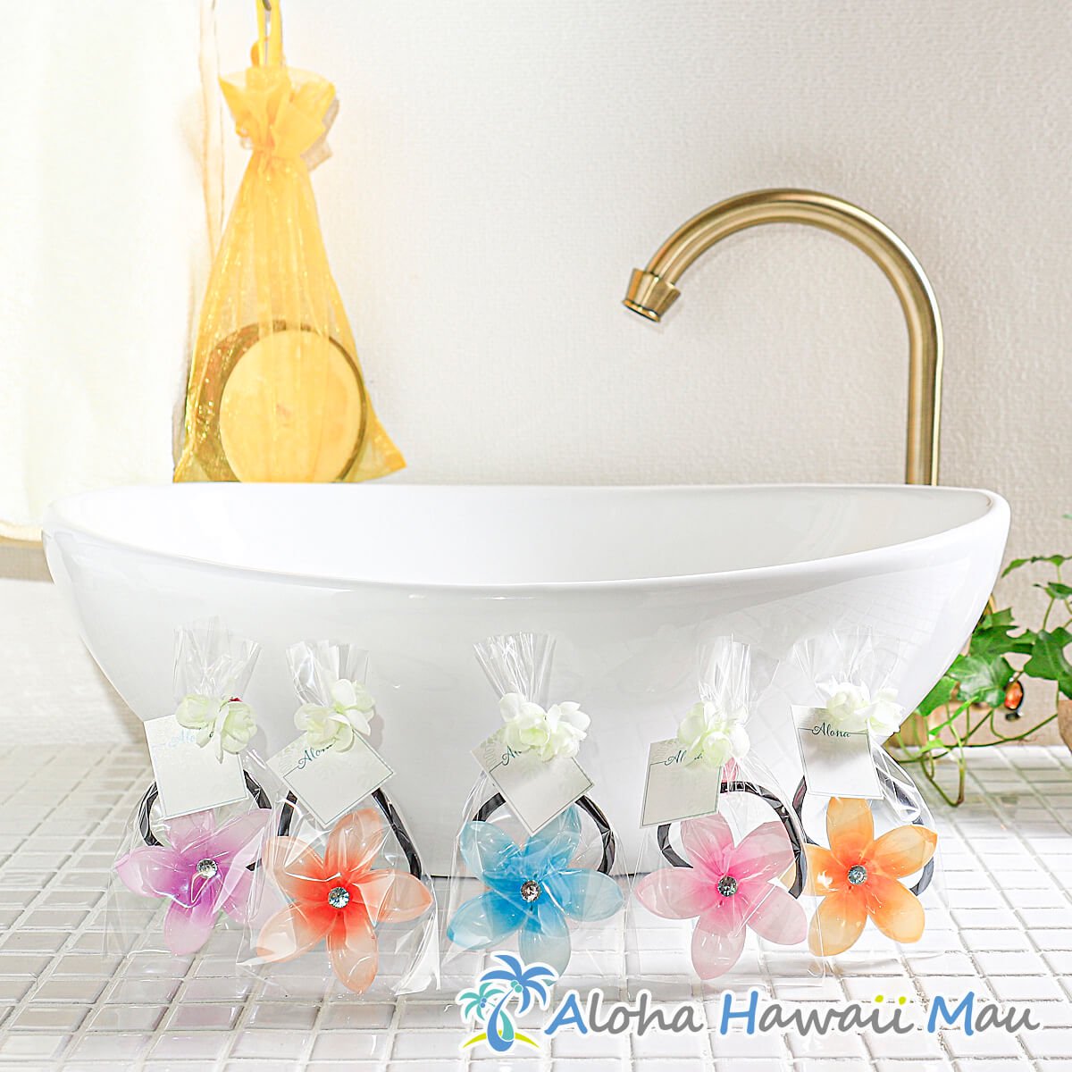 プルメリア ヘアゴム 5カラー パステル ハワイアン ヘアアクセサリー