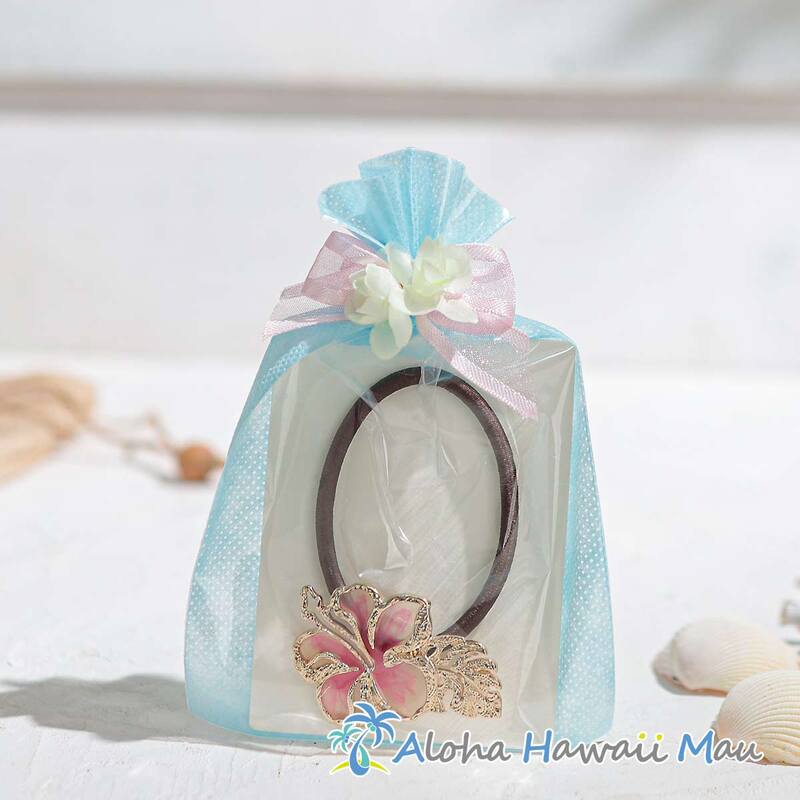 アイラナハイビ ヘアゴム 2カラー ハワイアン ヘアアクセサリー〈チャーム付リボンラッピング〉ハワイアン ギフト ラッピング