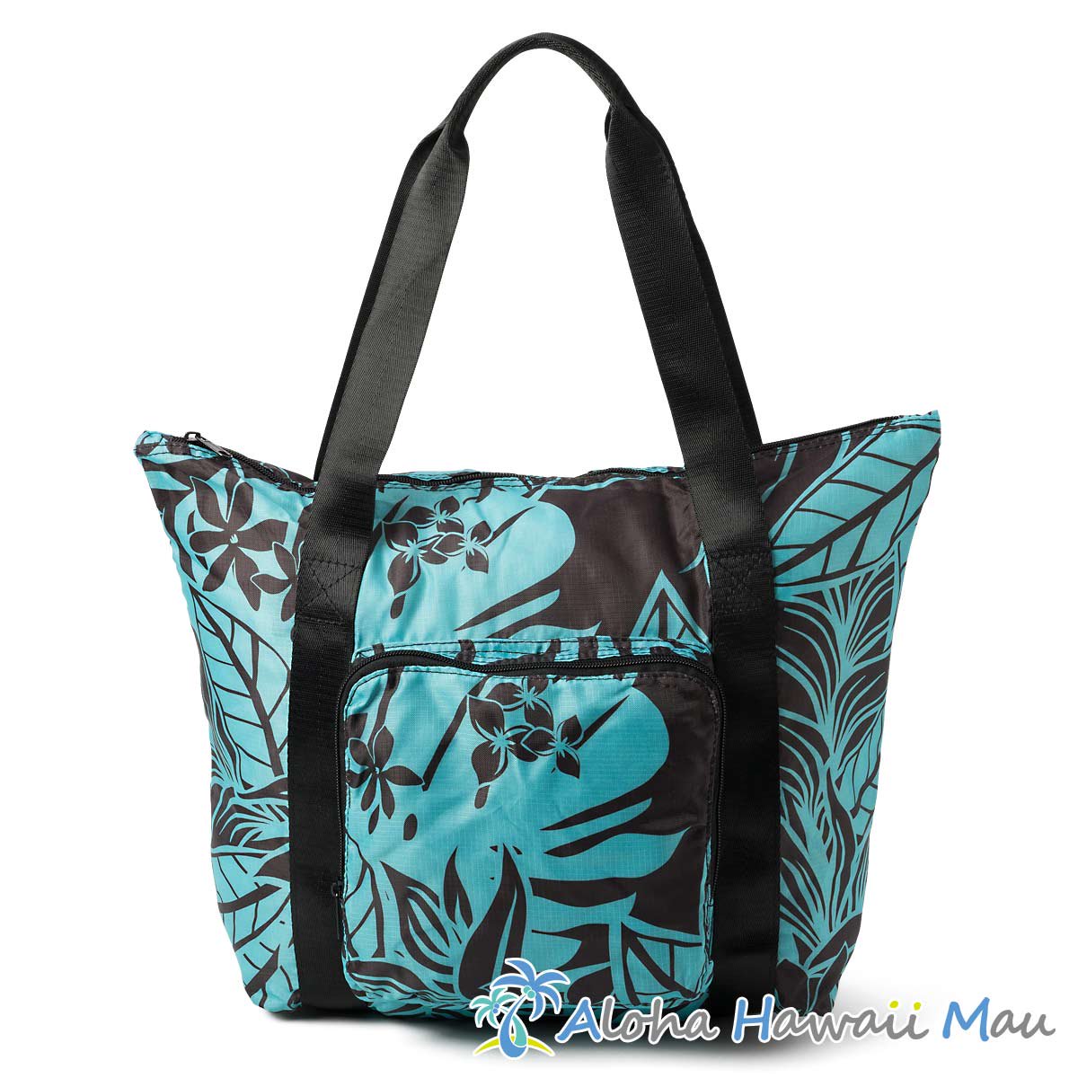 ハワイアンエコバッグ 折りたたみトロピカル トートバッグ ターコイズ