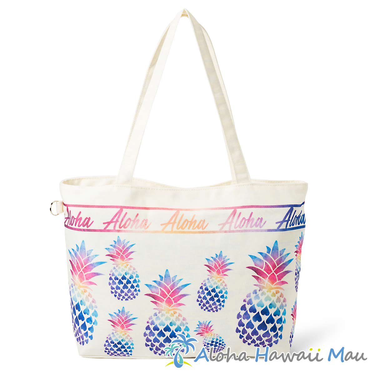 ハワイアン トートバッグ Mサイズ パイナップル レインボー柄 KC Hawaii ケーシーハワイ