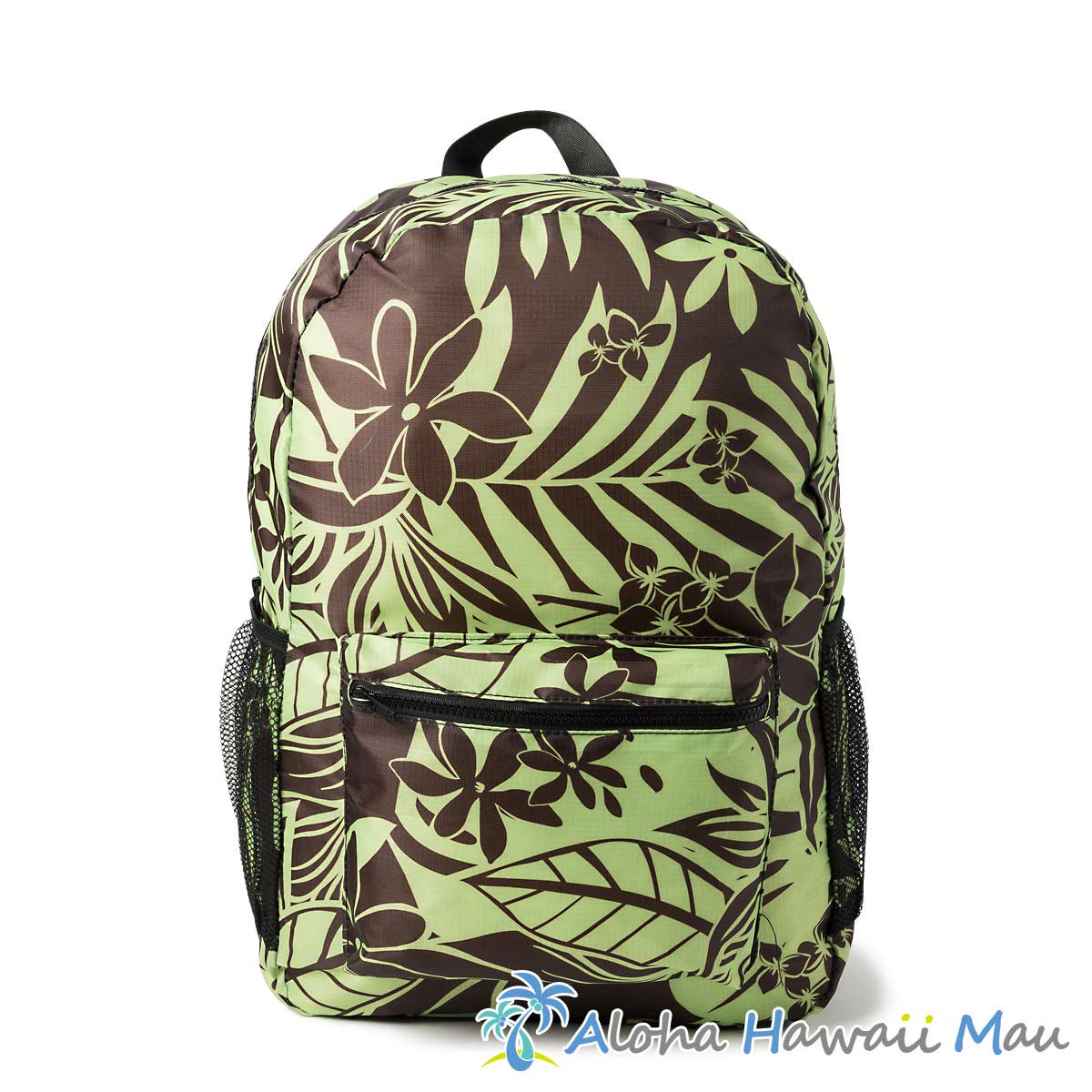 ハワイアンエコバッグ 折りたたみトロピカル バックパック グリーン