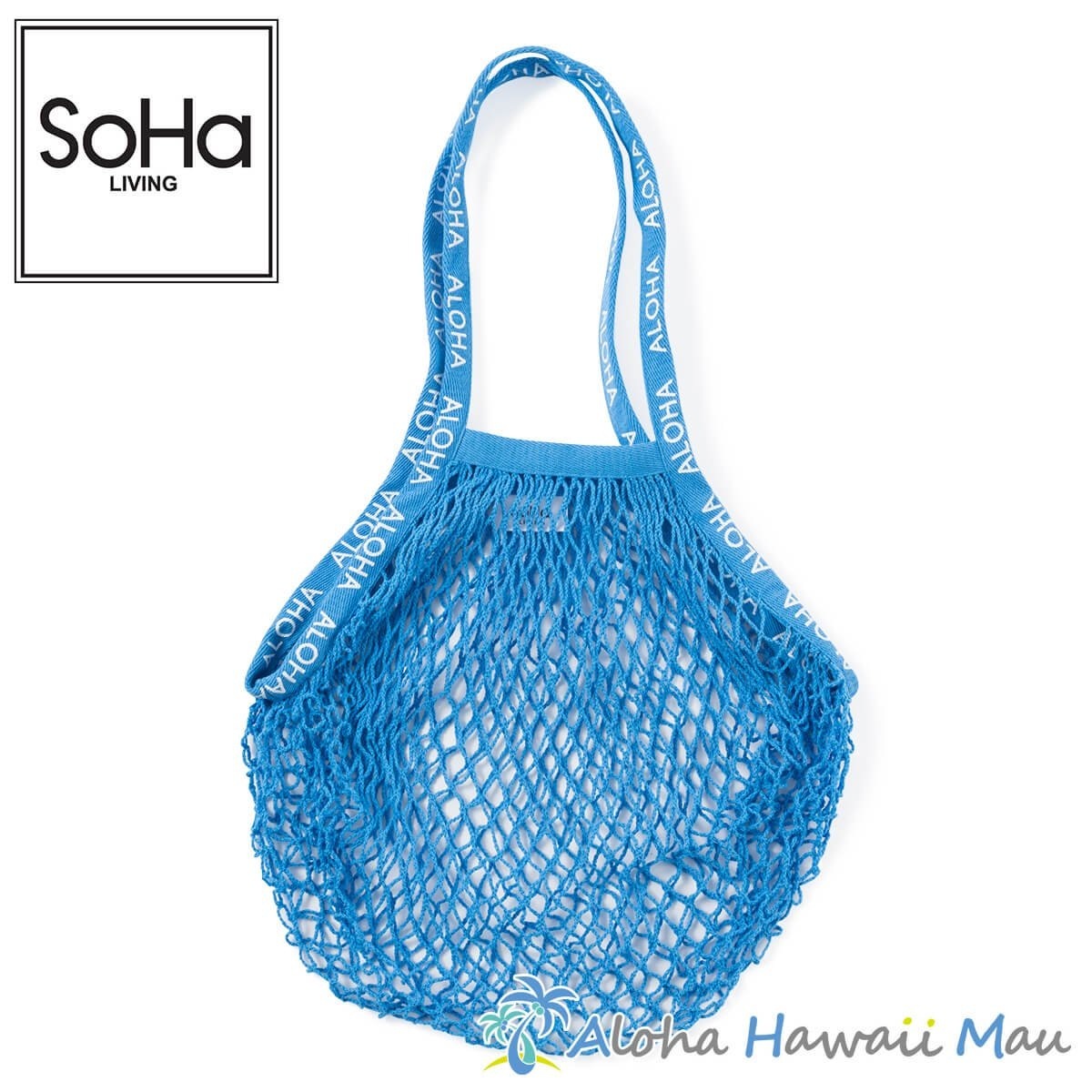 SoHa Living コットン ネット バッグ オーシャンブルー（ライトブルー 