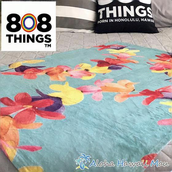 808THINGS  ハーフブランケット フラワー ブルー
