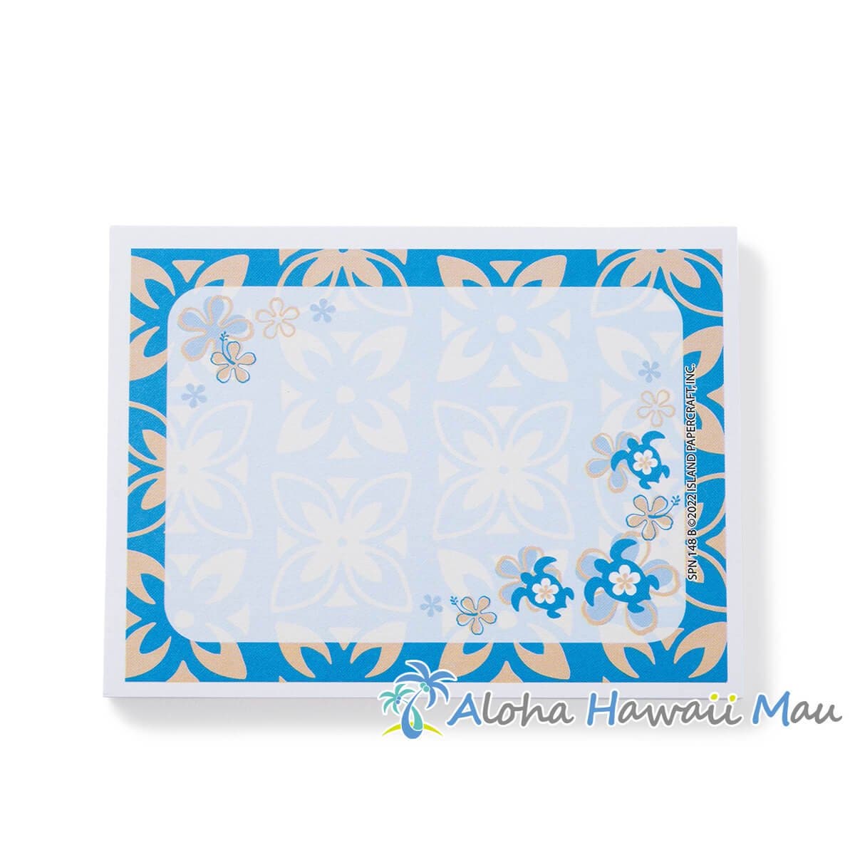ハワイアン 付箋 フローラル ホヌ柄 ブルー メモ用紙 ポストイット
