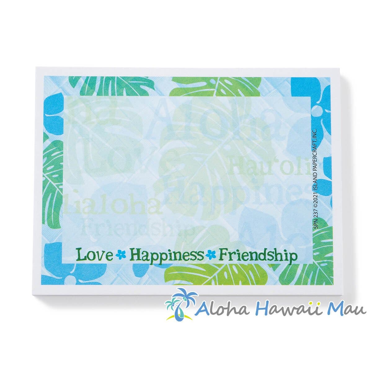 ハワイアン 付箋 モンステラ柄 ブルー メモ用紙 ポストイット