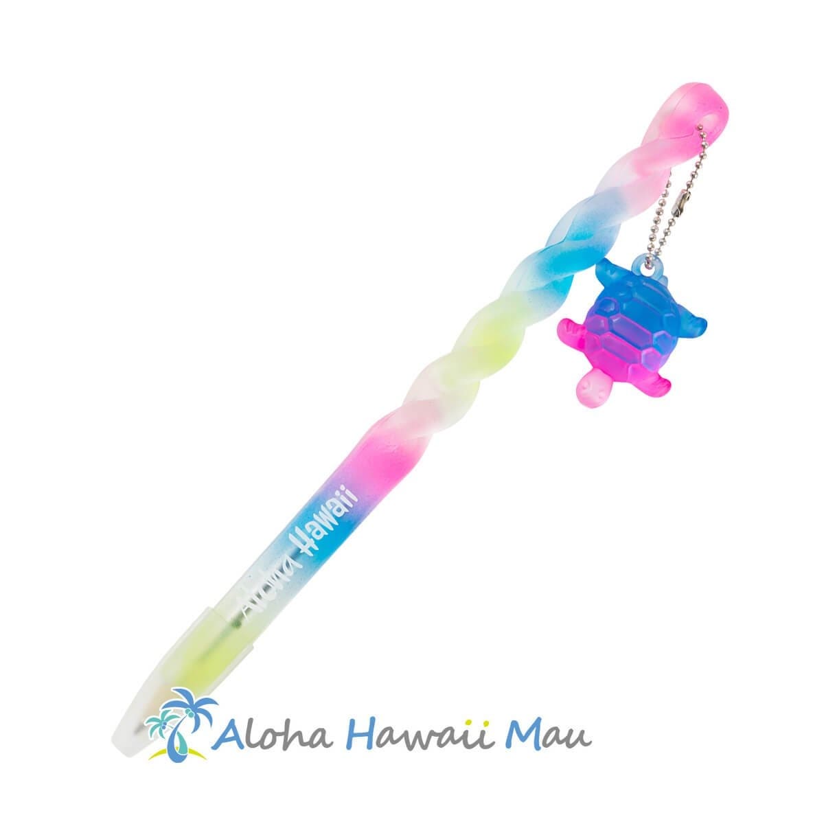 ハワイアン ボールペン ホヌ ピンク/ブルー グラデーション レインボー