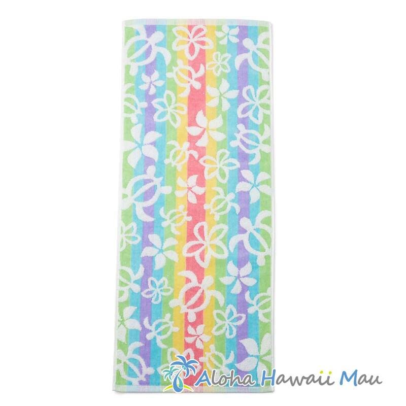 フェイスタオル プルメリア＆ホヌ グラデーション レインボー