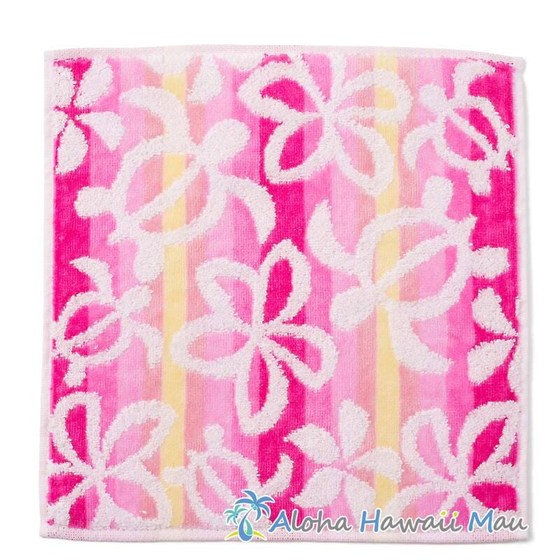 ハンドタオル プルメリア＆ホヌ グラデーション ピンク