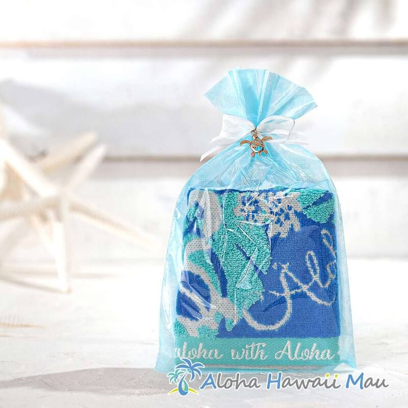 ハワイアン マエマエ ハンドタオル タオルハンカチ 3柄〈チャーム付リボンラッピング〉ハワイアン ギフト ラッピング