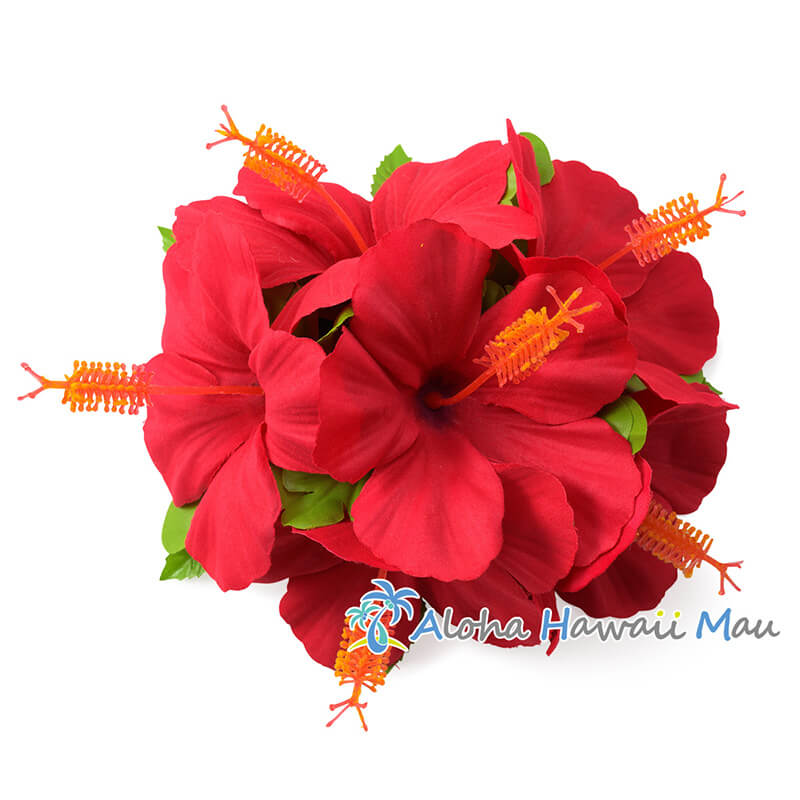 フラダンス 髪飾り ハイビスカス 髪飾り L 6P レッド | フラダンス