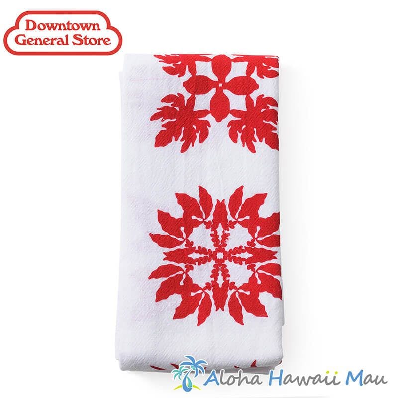 ハワイアン キッチンタオル フラワーサックタオル ハワイアンキルト レッド Downtown General Store ダウンタウン･ジェネラル･ストア