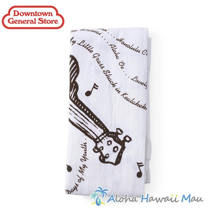 ハワイアン キッチンタオル フラワーサックタオルフラワーサックタオル ウクレレ ブラウン Downtown General Store ダウンタウン･ジェネラル･ストア