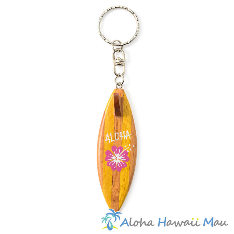 ハワイアンキーホルダー サーフボード ピンク ハイビスカス Hawaii