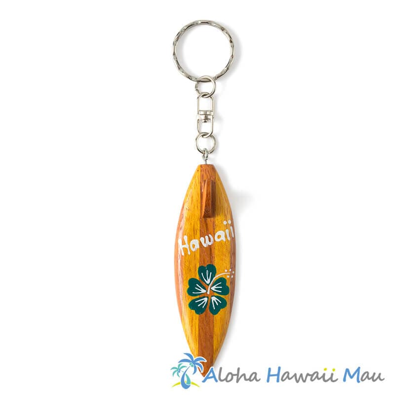 ハワイ　キーホルダー ハワイアン キーホルダー サーフボード グリーン ハイビスカス Hawaii