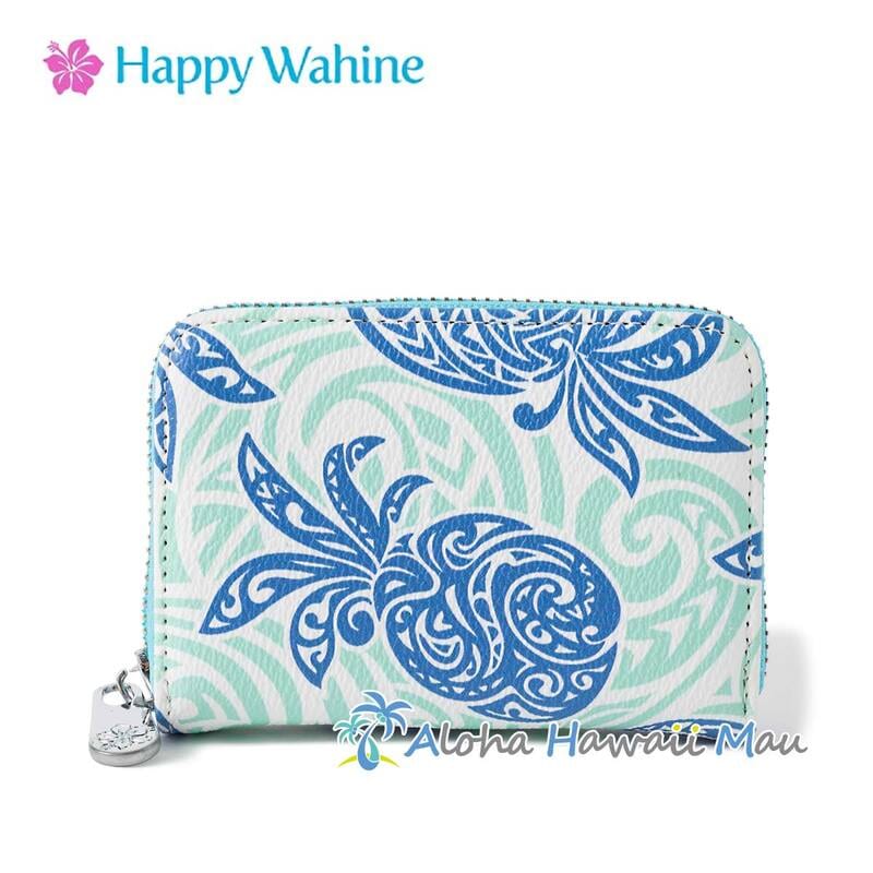 Happy Wahine ハッピーワヒネ カードケース タパパイナップル ブルー