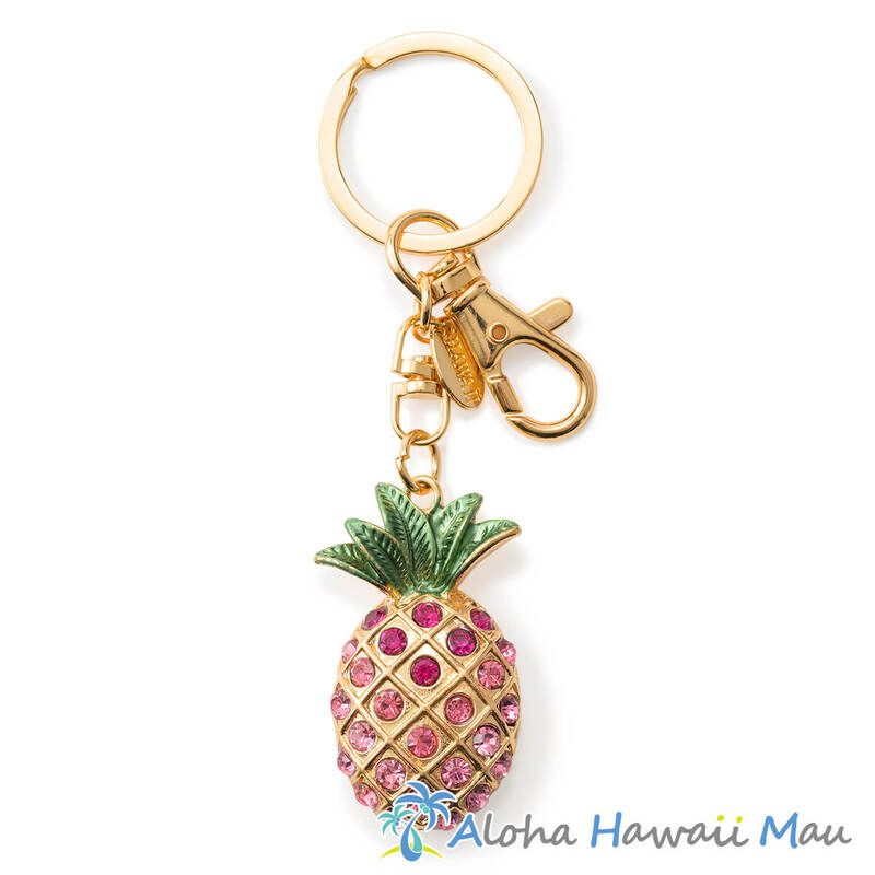 ハワイアン キーホルダー パイナップル キーホルダー ローズ キラキラ ラインストーン