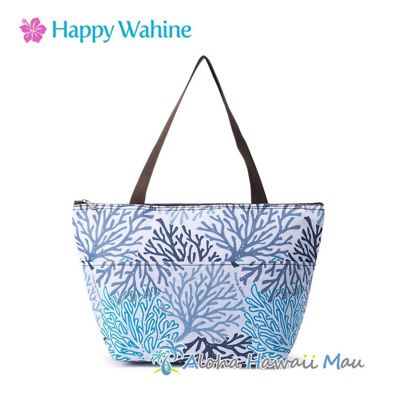 Happy Wahine ハッピーワヒネ 保温・保冷バッグ（ショッピングバッグ）コーラル ブルー