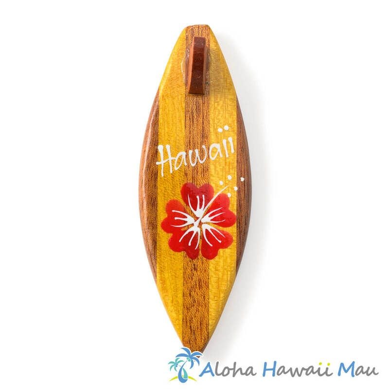 ハワイアン マグネット サーフボード型 ウッドマグネット HAWAII ハイビスカス レッド