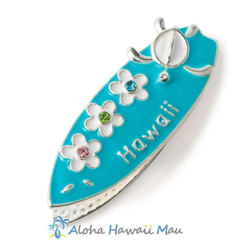 ハワイアン マグネット サーフボード型 プルメリア＆ホヌ アクア
