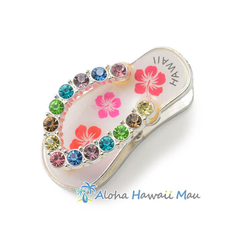 ハワイアンマグネット ビーチサンダル スリッパ ホワイト ハイビスカスモチーフ