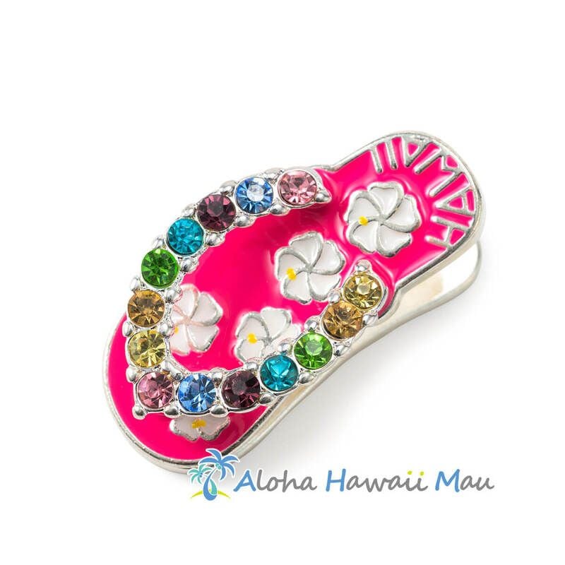 ハワイアン マグネット ビーチサンダル スリッパ ローズ ハイビスカスモチーフ