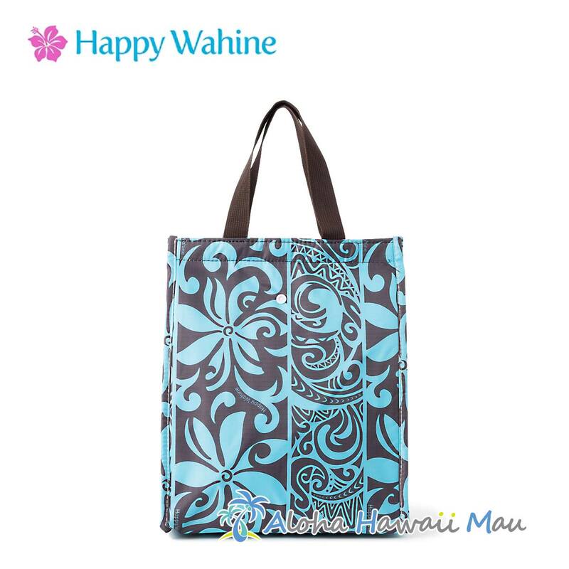 Happy Wahine ハッピーワヒネ 保温・保冷バッグ ランチバッグ タパティアレ ブルー マジックテープタイプ