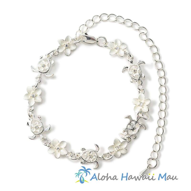 本物★ハワイ直輸入★ブレスレット★ハワイアンジュエリー★プルメリア&ホヌ ハワイアンジュエリー ホヌとプルメリアのブレスレット