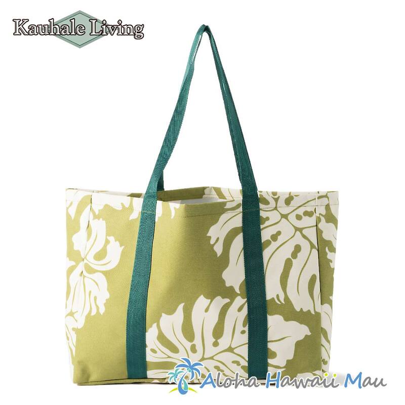ハワイアントートバッグ モンステラ柄 グリーン Kauhale Living