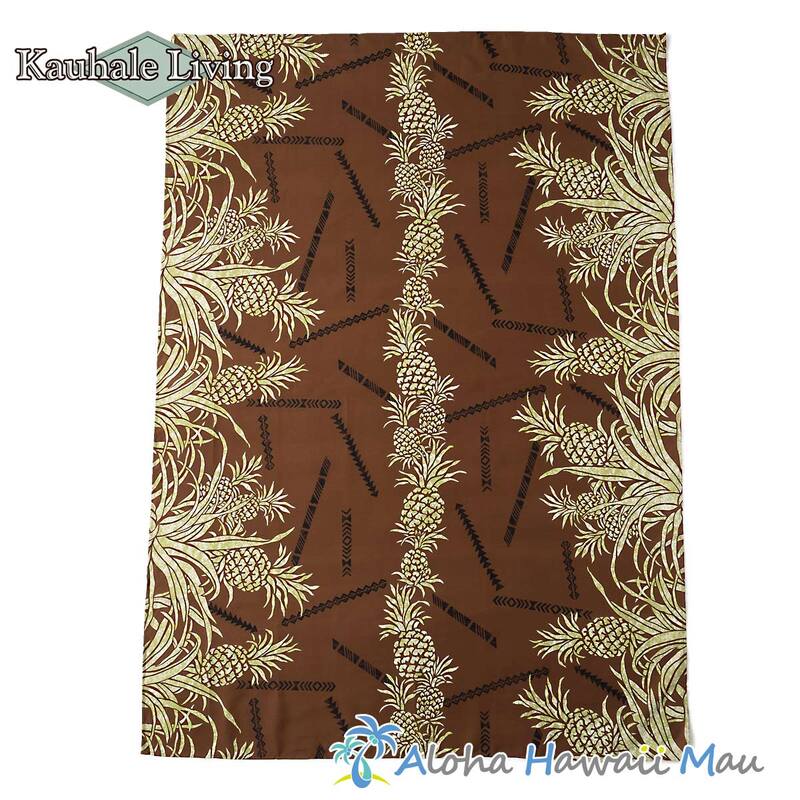 ハワイアンテーブルクロス パイナップル柄 ブラウン Kauhale Living カウハレ リビング