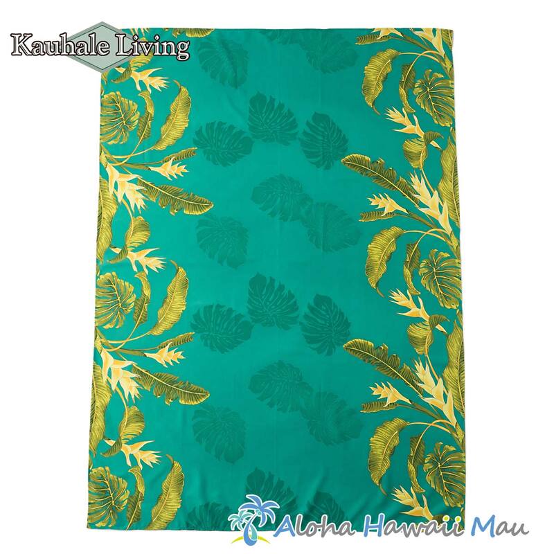 Kauhale Living カウハレ リビング ハワイアンテーブルクロス トロピカルフラワー柄 ティール