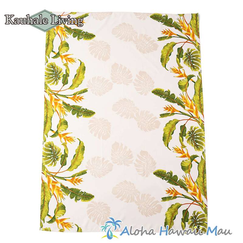 Kauhale Living カウハレ リビング ハワイアンテーブルクロス トロピカルフラワー柄 クリーム