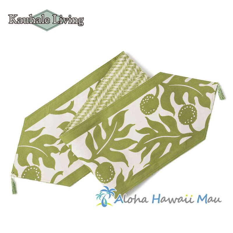 Kauhale Living カウハレ リビング ハワイアンテーブルランナー ウル柄 ホワイト